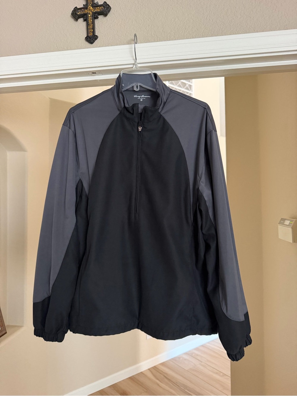 Men's Lightweight Half-Zip Shirt Jacket - Black & Gray